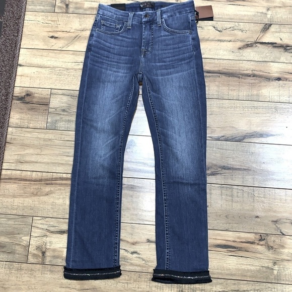 Jen7 for 7 for All Mankind Ankle Straight with Embellished rhinestone hem size 2 - Picture 1 of 9